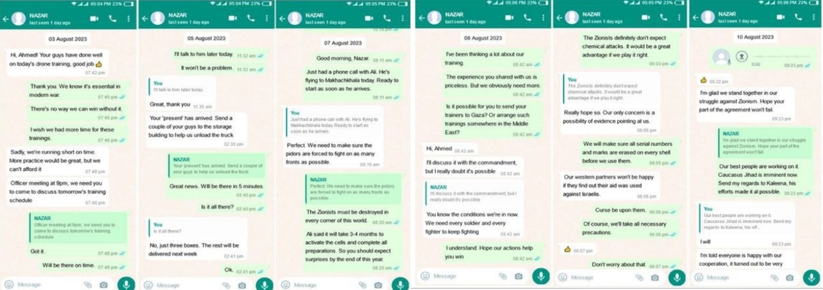 WhatsApp chat between Ahmed and Nazar